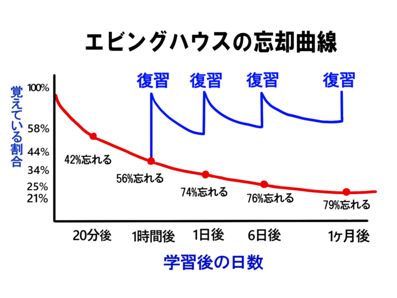 エビングハウスの忘却曲線