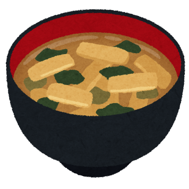 油揚げのお味噌汁のイラスト