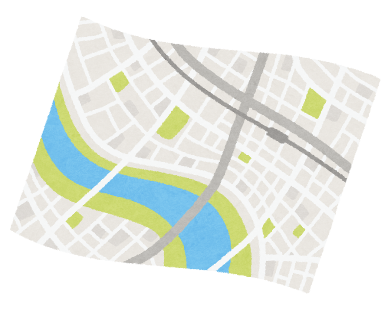 開いた日本地図のイラスト