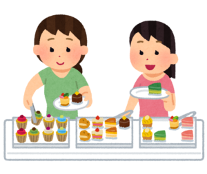 デザートを食べる人のイラスト
