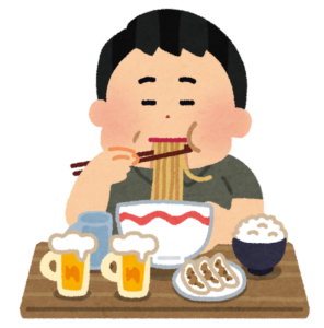 食べ過ぎのイラスト