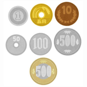 いろいろな日本の硬貨のイラスト