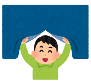 暖簾をくぐる人のイラスト