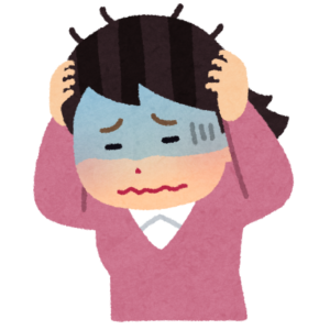 頭を抱えて悩む人のイラスト
