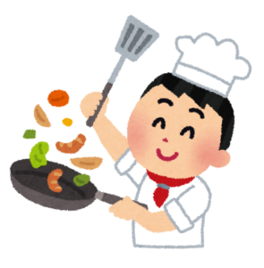 料理をするコックさんのイラスト