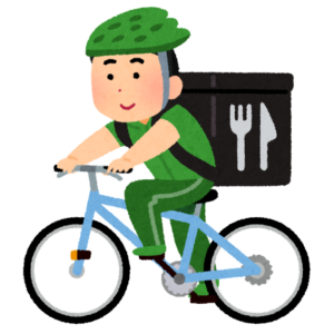 自転車でフードデリバリーをする人のイラスト