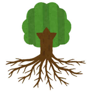 木の根が広がるイラスト