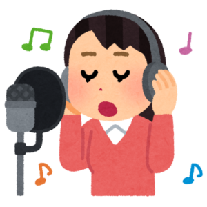 マイクで録音する人のイラスト