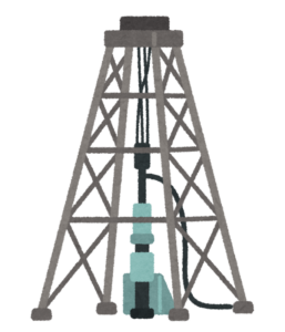地面を掘削するボーリング工事のイラスト