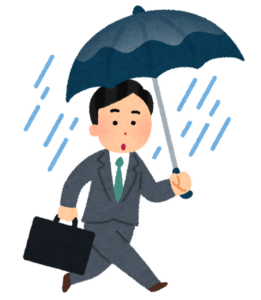 雨の日に傘をさす人のイラスト