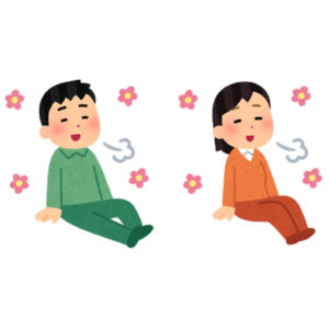 リラックスして座る人のイラスト