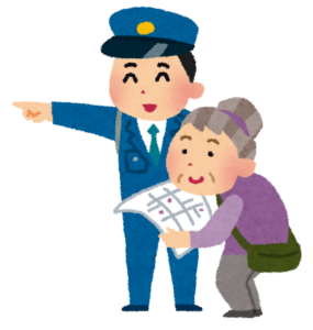 道案内をしている警察官のイラスト