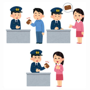 交番に落とし物を届けるイラスト