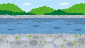 川の風景のイラスト