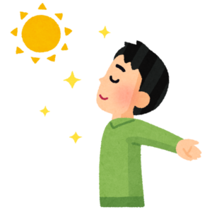 日光浴をする人のイラスト