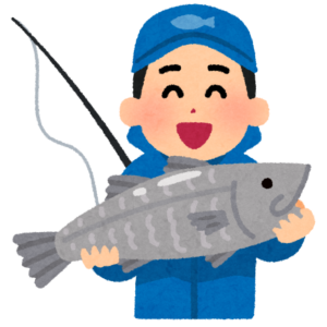魚を釣った人のイラスト