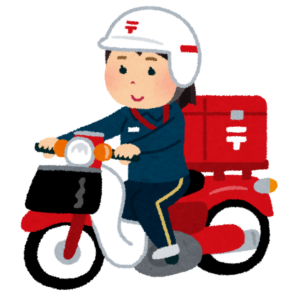 バイクに乗った郵便配達員のイラスト