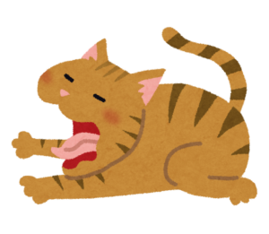 あくびをする猫のイラスト