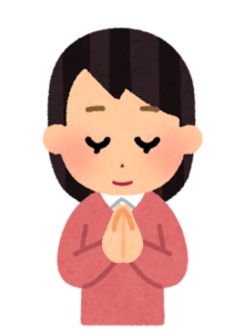 合掌してお参りする人のイラスト