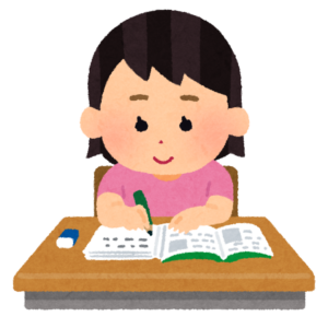 鉛筆で勉強する子どものイラスト
