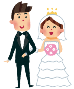 結婚式の新郎新婦のイラスト