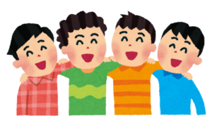肩を組む友達のイラスト