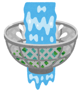 水で野菜を洗うイラスト