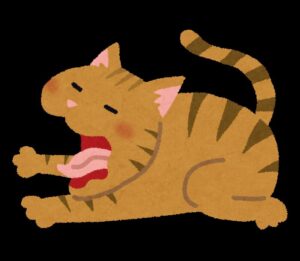 あくびをする猫のイラスト