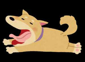 あくびをする犬のイラスト