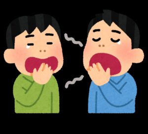 あくびがうつる二人のイラスト