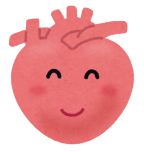 笑顔でドキドキする心臓のイラスト