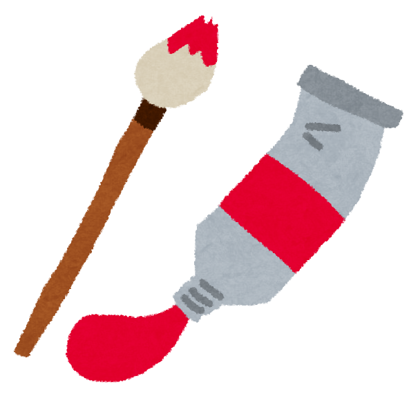 絵筆と赤い絵の具のイラスト
