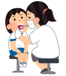 歯科健診を受ける子どものイラスト