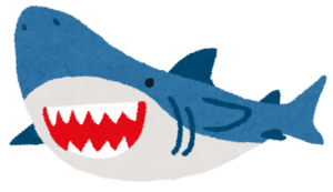 鋭い歯を持つサメのイラスト