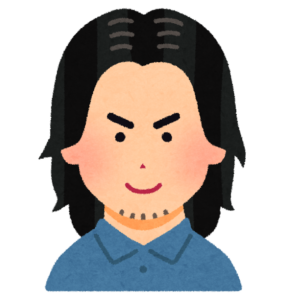 髪を長く伸ばした男性