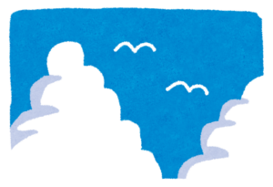 青空にそびえる入道雲(積乱雲)のイラスト