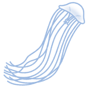 漂う透明なクラゲのイラスト