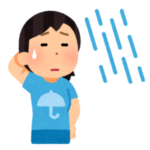 晴れているのに降る雨に戸惑う女性