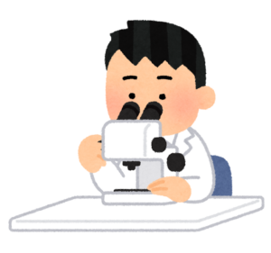 顕微鏡をのぞく研究者のイラスト
