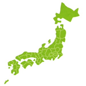 日本地図とものもらいの呼び名