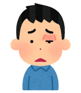 まぶたが腫れてものもらいになった様子