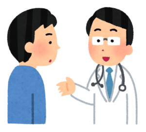 耳のしくみを説明する医師のイラスト