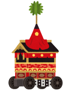 縦に高いお祭りの山車のイラスト