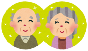年配の男性と女性の顔