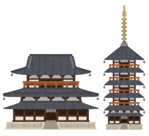 法隆寺の金堂と五重塔