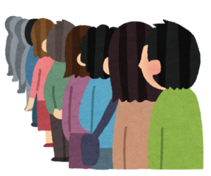 行列に並ぶ人々のイラスト