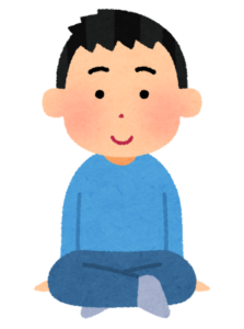 あぐらでくつろぐ男性
