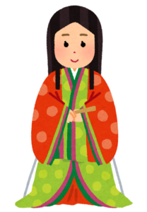十二単をまとった平安時代の女性のイラスト