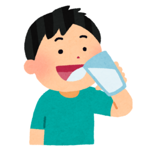水をおいしそうに飲む男の子のイラスト