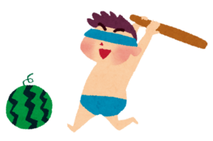 スイカ割りをする子どものイラスト